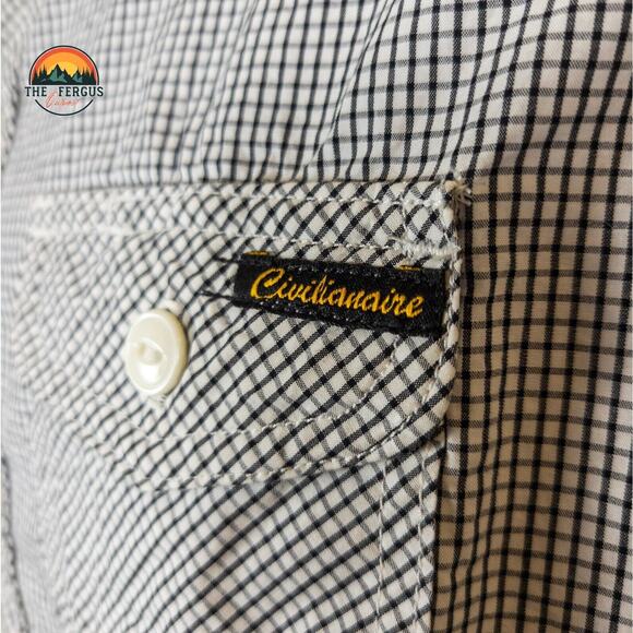 NWT Civilianaire Shirt Black Stripe Made In USA! Mens Size Slim Small - Picture 7 of 16